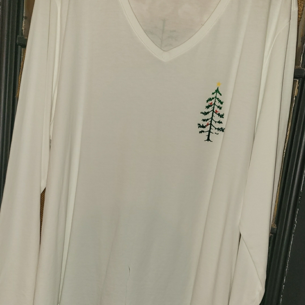 Life Is Good Long Sleeve Shirt with Embroidered Tree